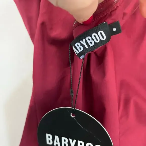 Babyboo Angelina Strapless Ruffle Maxi Dress NWT Burgundy Formal Gown Sz Small - Picture 4 of 12